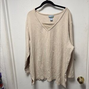 Women's Cream V-Neck Sweatshirt